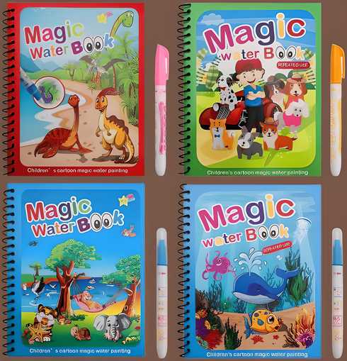 Luno Reusable Magic Color Book (Multi Color ,Pack of 4)